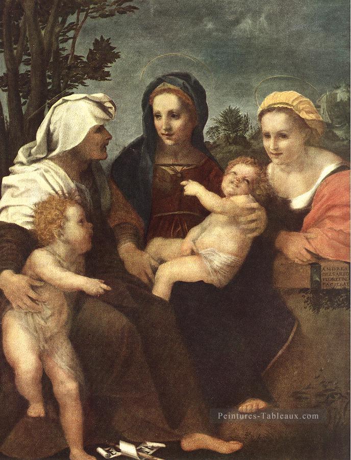 Vierge à l’Enfant avec Sts Catherine Elisabeth et Jean Baptiste renaissance maniérisme Andrea del Sarto Peintures à l'huile